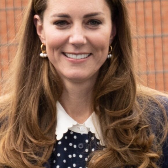 Tory Burch Navy Polka Dot Cream Scallop Silk Blouse - Picture 3 of 10